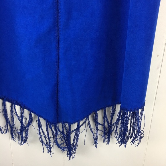 Vintage 90s Royal Blue Fringe Skirt - Picture 4 of 8
